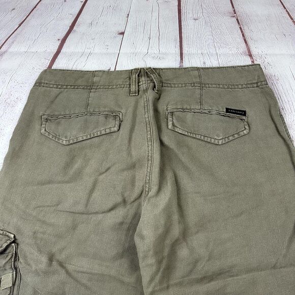 Sanctuary Linen Cargo Pants Womens Small Gray Cropped Capri Made USA 08S1165 - Picture 9 of 10
